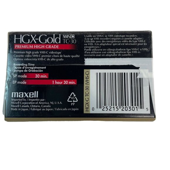 Video Camcorder Tape Maxell TC 30 HGX Gold VHS C u Premium High Grade 90 Min Rec - Picture 2 of 2